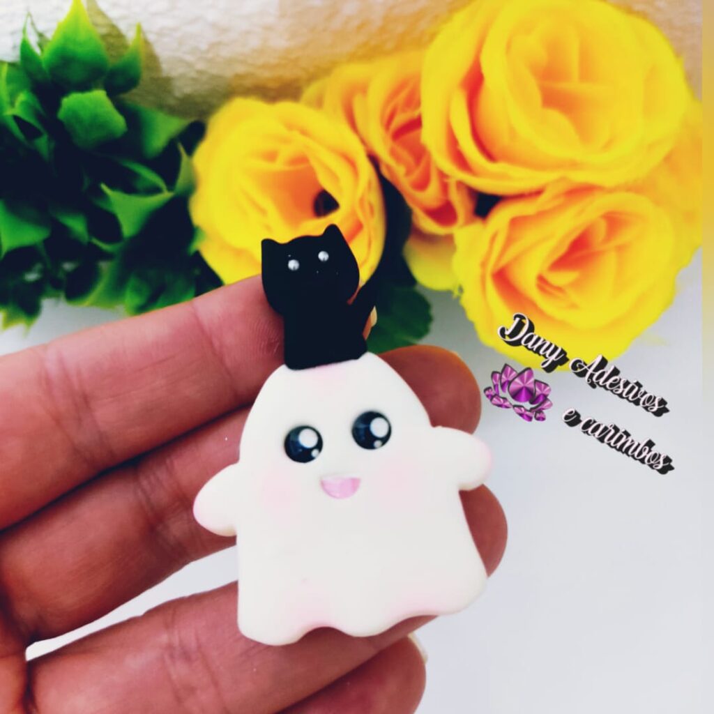 Fantasminha e gatinho (  5cm)