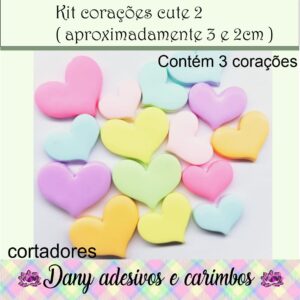 Kit corações cute 2 (aproximadamente 3 e 2cm )