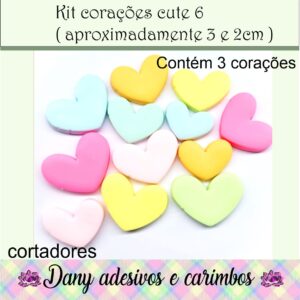 Kit corações cute 6 (aproximadamente 3 e 2cm )