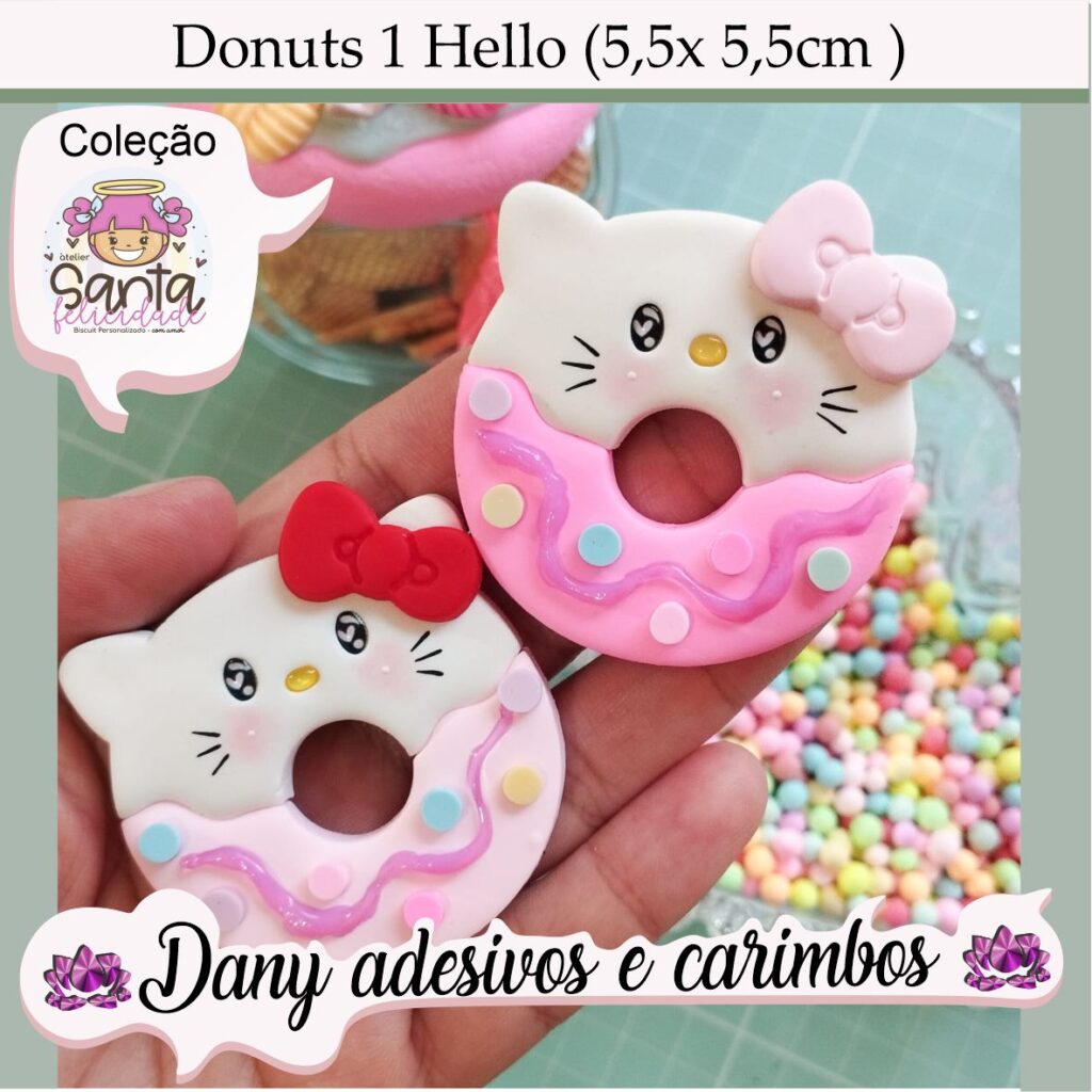 Donuts 1 Hello (aproximadamente 5,5 x 5,5cm )