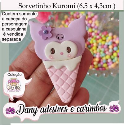 Sorvetinho Kuromi - cabeça ( 6,5 x 4,3cm)