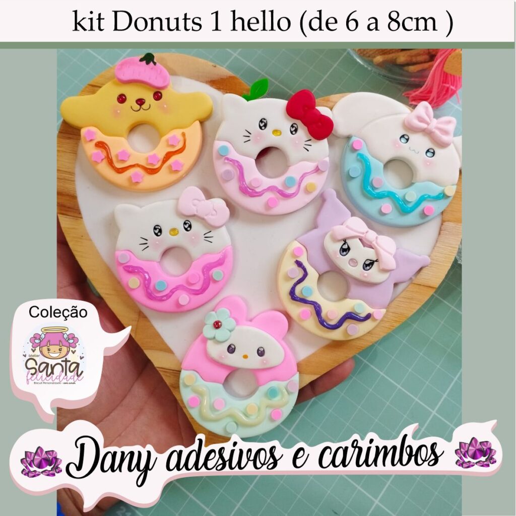 kit Donuts 1 Hello (aproximadamente de 6  a 8cm dependendo do personagem)